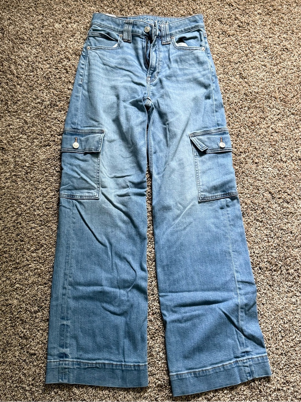 Blue Cargo Wide-Leg Jeans